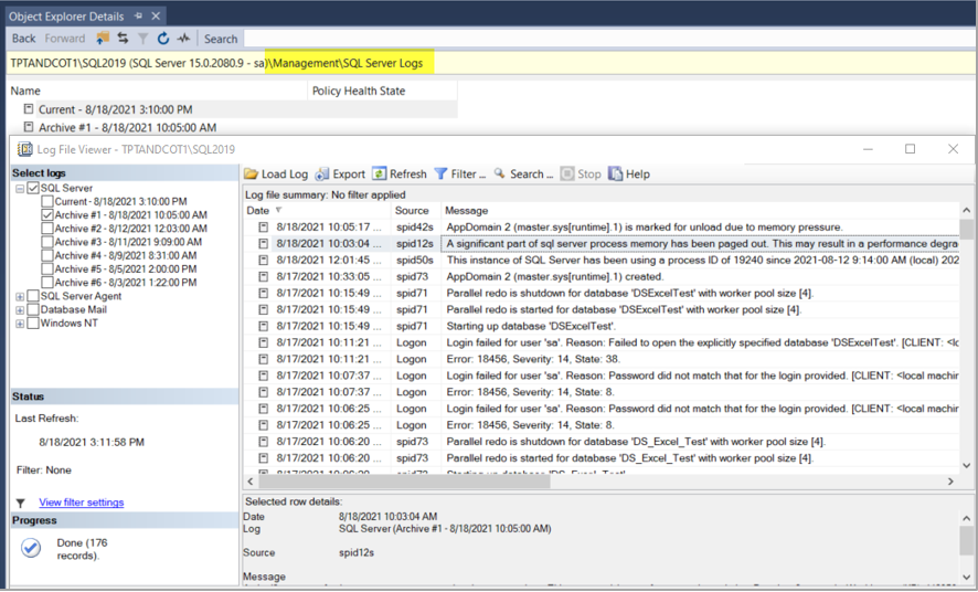 Sql Enable Log SEI Logs