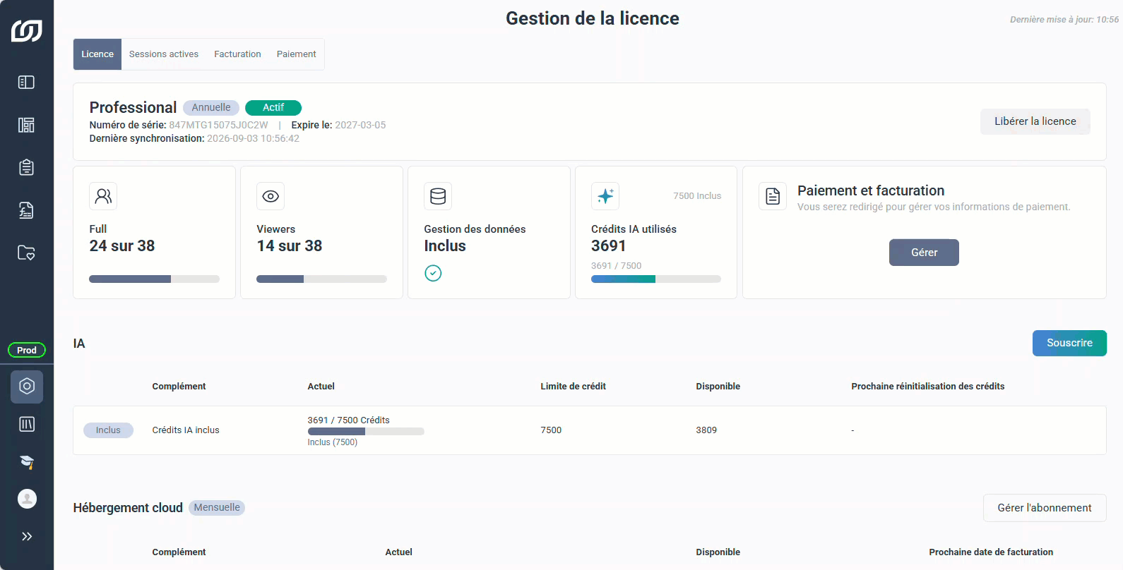 Libération d'une licence pour une activation sur un autre serveur