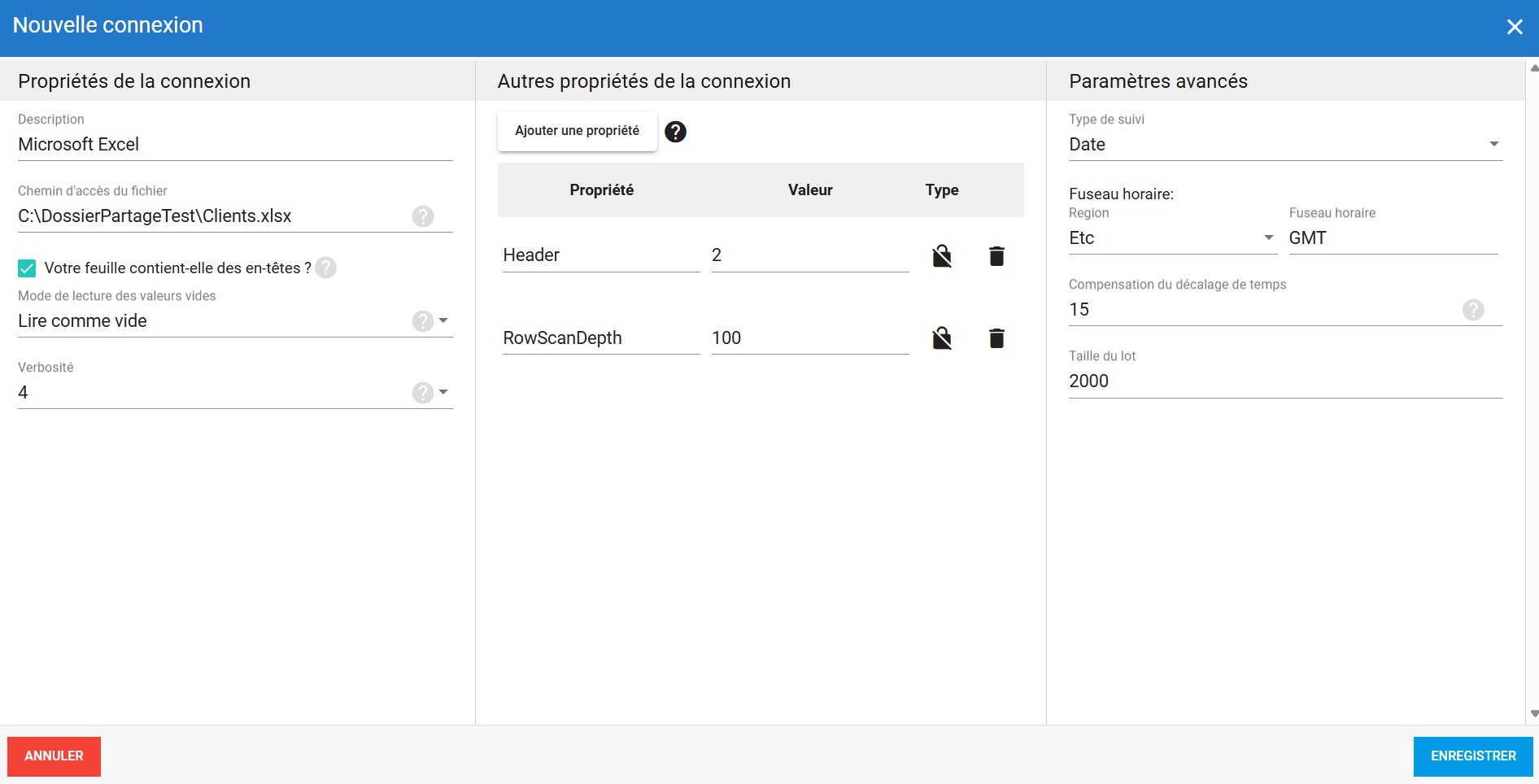 Connexion source Microsoft Excel dans DataSync