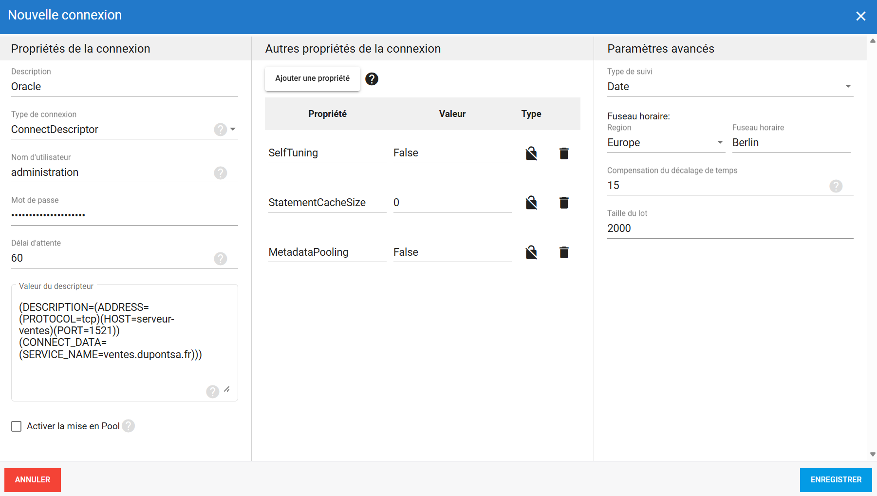 Connexion source Oracle dans DataSync
