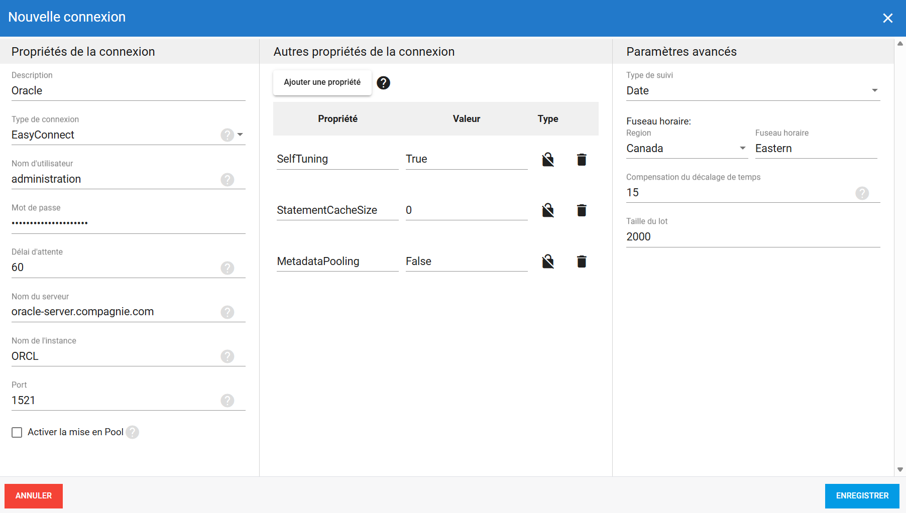 Connexion source Oracle dans DataSync