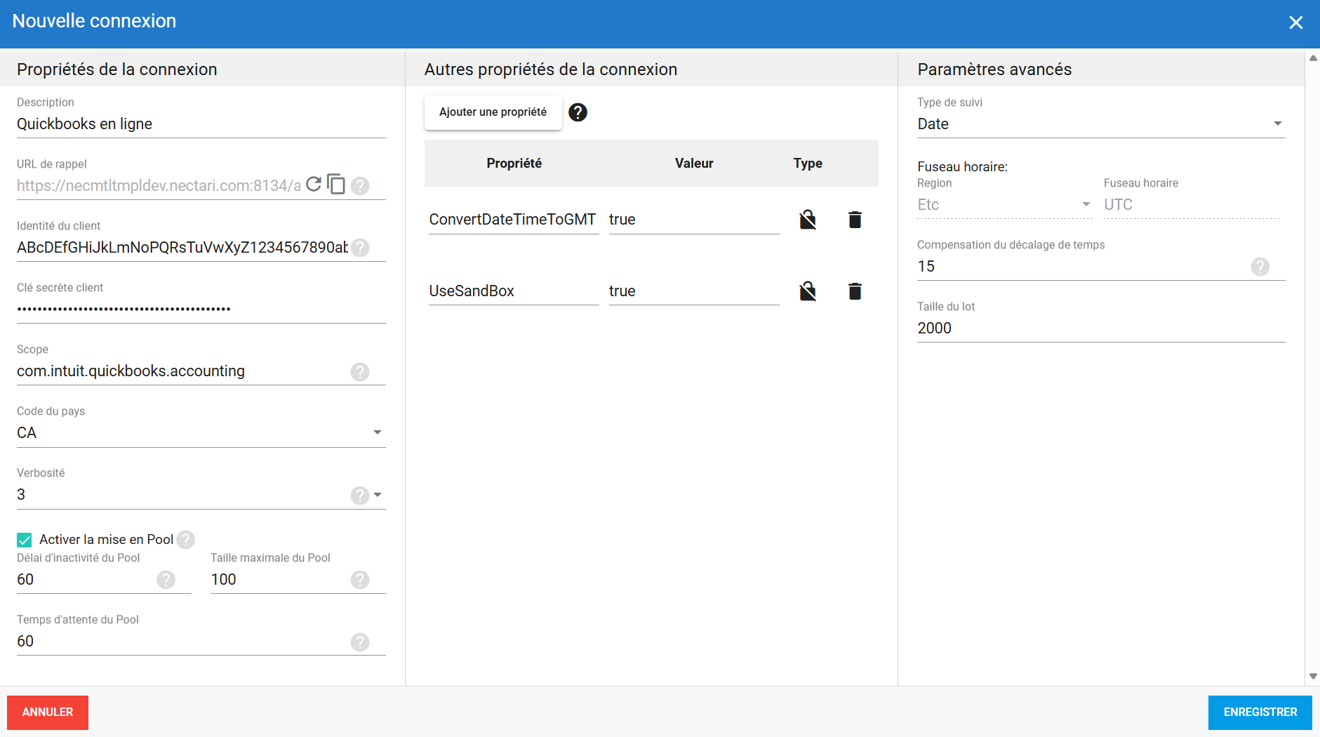 Connexion source QuickBooks Online dans DataSync