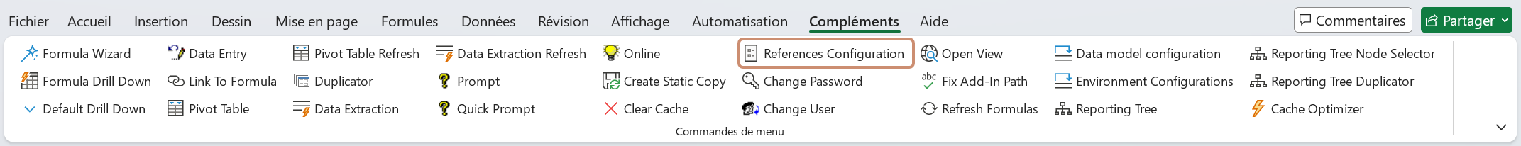 Configuration des références