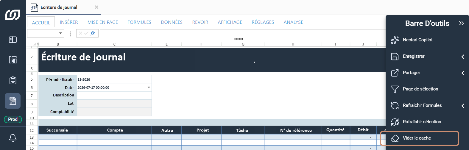Vider le cache depuis la barre d'outils