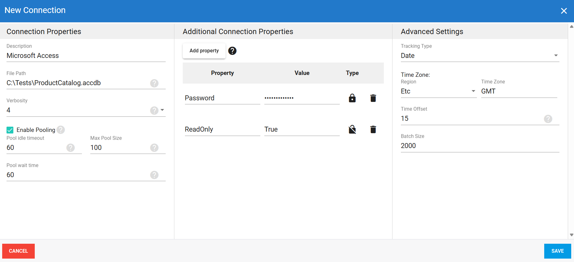 Microsoft Access source connection in DataSync