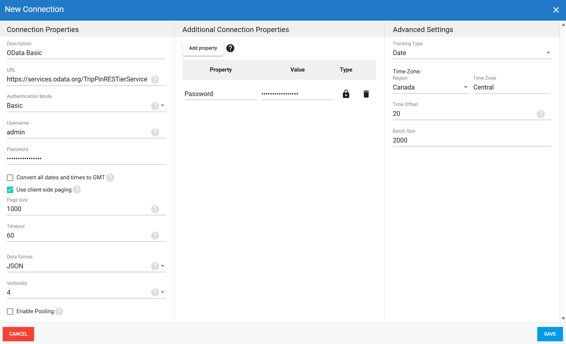 OData basic authenticaton source connection in DataSync