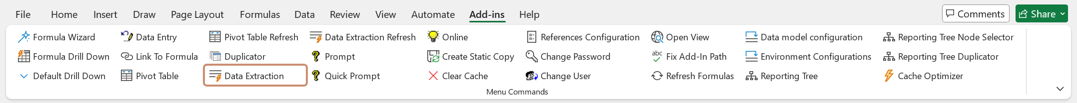Excel Add-in Data Extraction