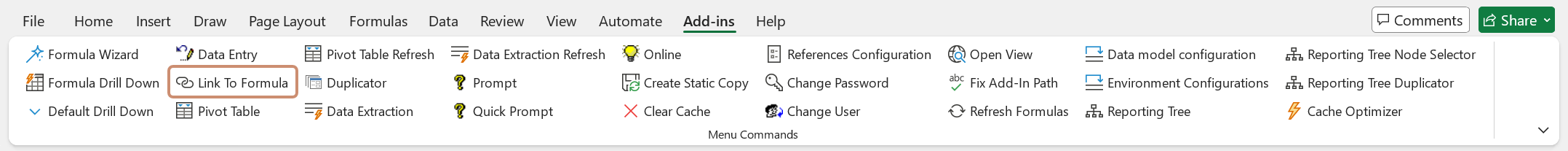 Excel Add-in Link To Formula