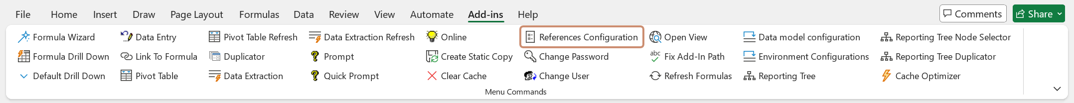 Excel Add-in References Configuration