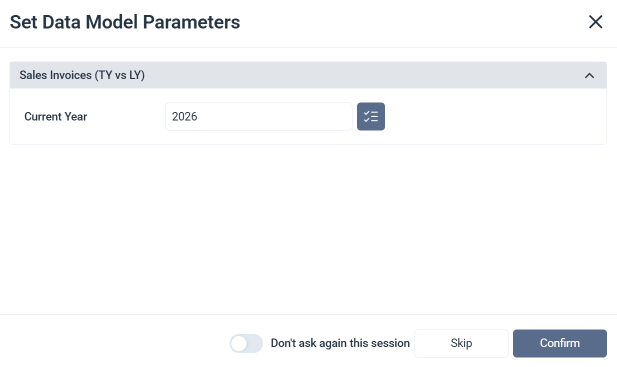Data Model Parameters Dialog