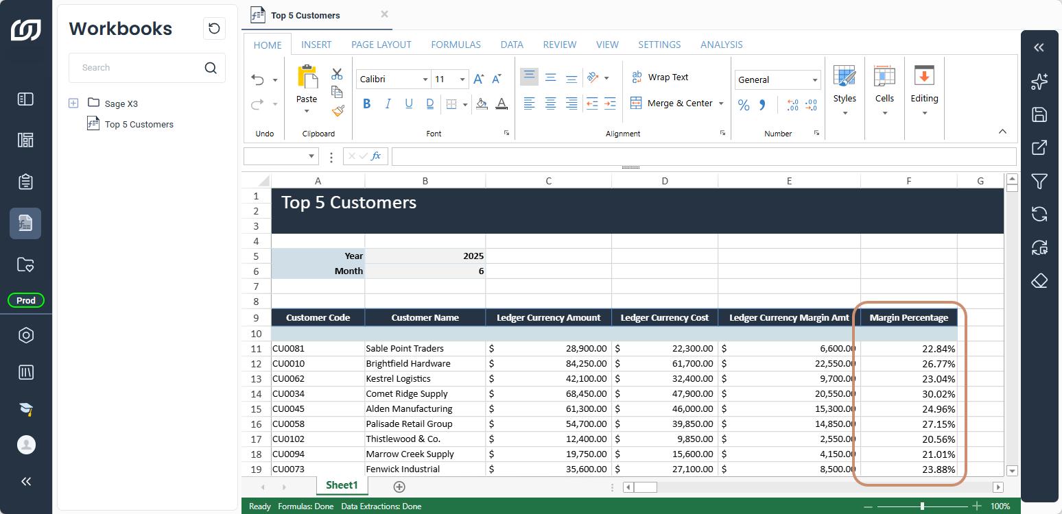 Add a margin percentage column