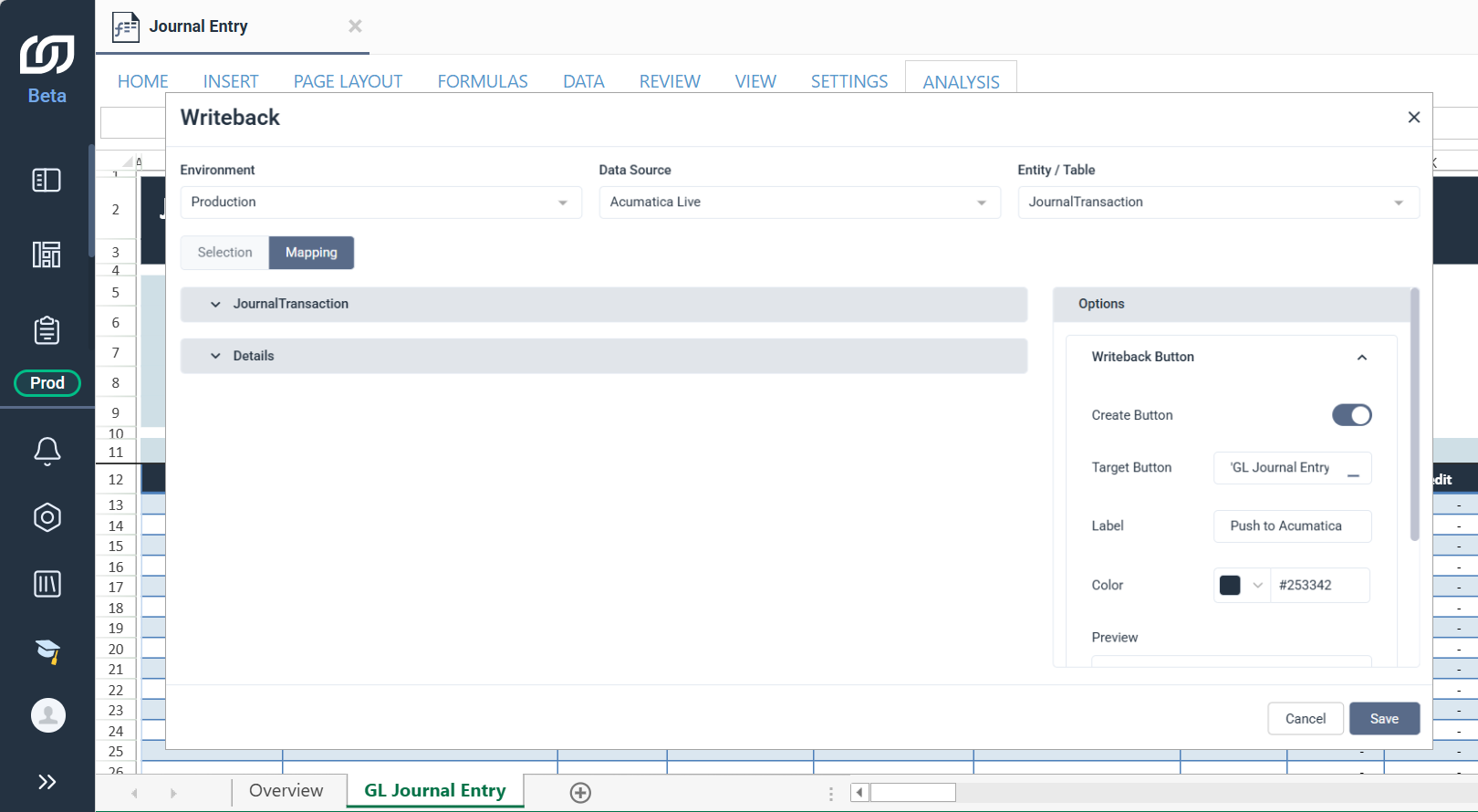 Create the writeback button