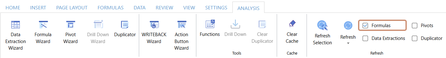 Refresh formulas after clearing the cache
