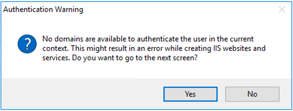 Authentication warning during installation