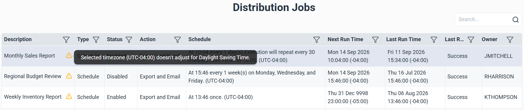 Daylight Saving Time Warning on a Distribution Job