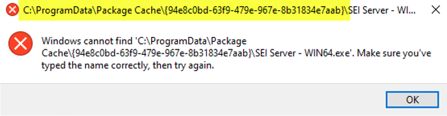 Restore cached installer package